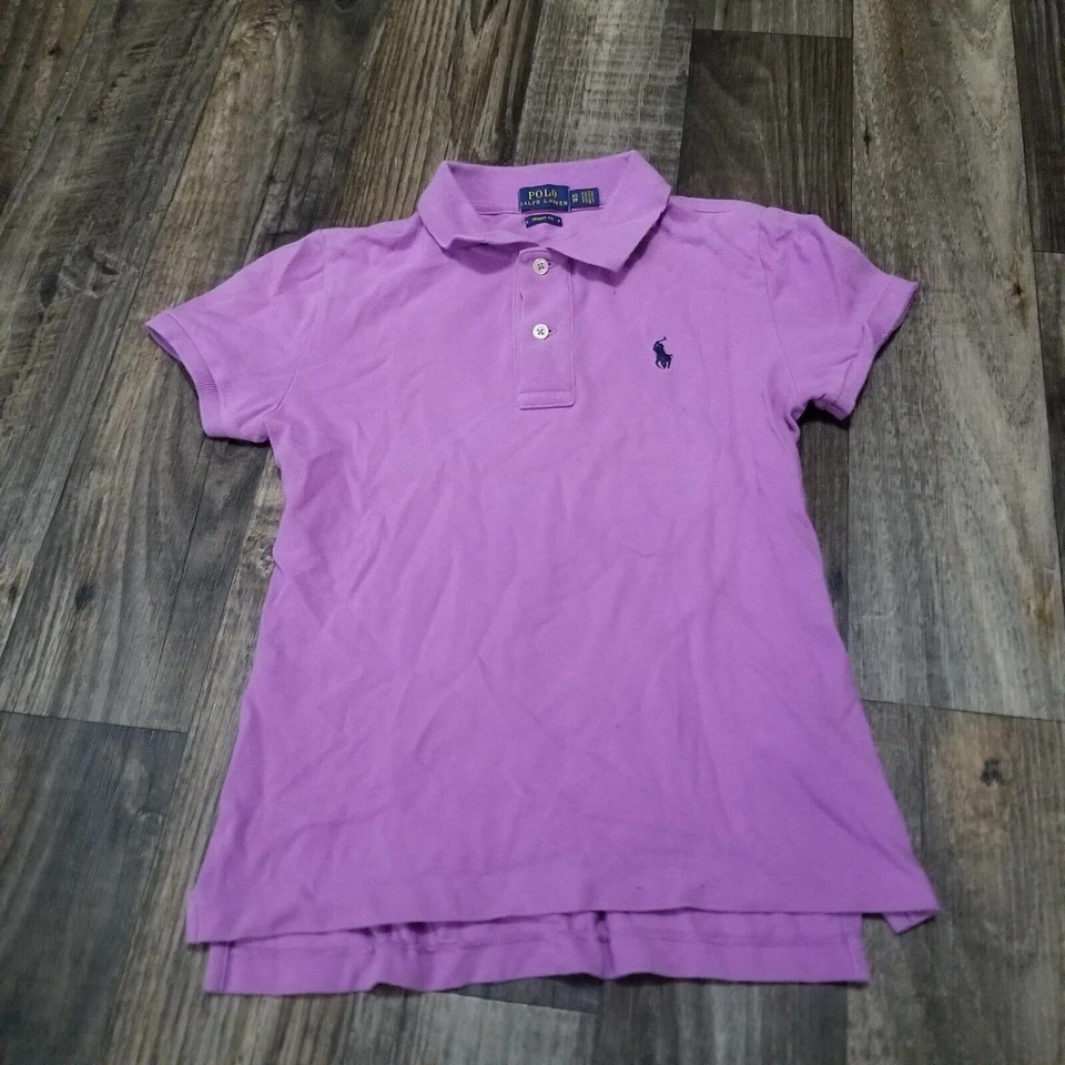 Polo Ralph Lauren Girls Polo Shirt Youth XS Skinny Fit Purple Skinny Fit - Image 1 of 4