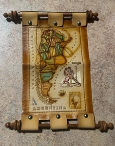Mappa pergamena in pelle Sud America/Argentina/Arte da appendere al muro - Foto 1 di 2