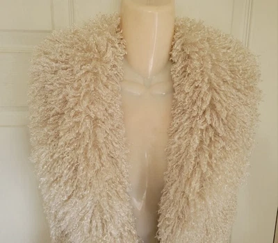 Betsey Johnson Womens Cream Faux Fur Shearling Gillet Vest Size S - Image 1 of 4