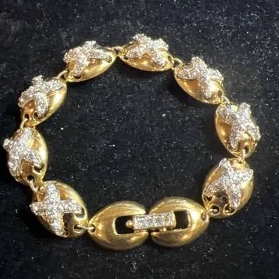 Precioso brazalete de cristal relleno de oro de 10k de Swarovski Foto 1 de 4