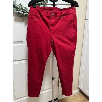 Maurices straight leg very stretchy dark red denim jeans pants Size 14P - Image 1 of 4