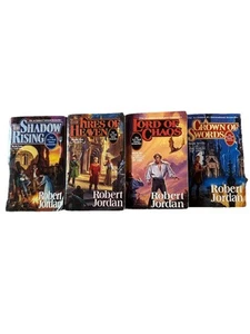 Lot 4 Vtg Wheel of Time Books Robert Jordan Series 4 5 6 7 PB Original Covers 90 - Picture 1 of 6