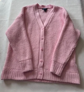 Studio Park Amy Stran Button Front Sparklin' Cardigan Pink Lilly 1X A676778 EUC - Picture 1 of 5