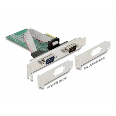 Delock 89555 2 Porte Scheda a innesto seriale PCI Express, RS232 PCIe x1 - Immagine 1 di 4