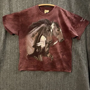 The Mountain T Shirt Herren XL rot Indianer Pferde Federn Natur 410 - Bild 1 von 8