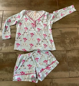 Pijama Bedhead French Bulldog & Westie Azul y Rosa Manga Corta y Bower Talla L  - Imagen 1 de 3