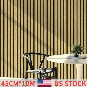 45CMx10M Wood Grain Striped Wallpaper PVC Self-Adhesive Wall Sticker Home Decor - Picture 1 of 8