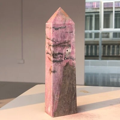 516g Rhodonite Mountain Peach Blossom Natural Quartz Crystal Tower Healing E918 - Image 1 of 4