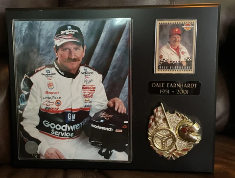 Dale Earnhardt Commemorative  Plaque 1951-2001 W Photo,  #2 All Star Card & Emb Cover
