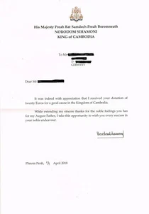 Camboya King Norodom Sihamoni 1953 - Carta autógrafa genuina firmada 8"x12" - Imagen 1 de 1