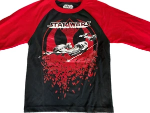 Boys Star Wars T-Shirt Red Black Raglan Long Sleeve XS New - Picture 1 of 10
