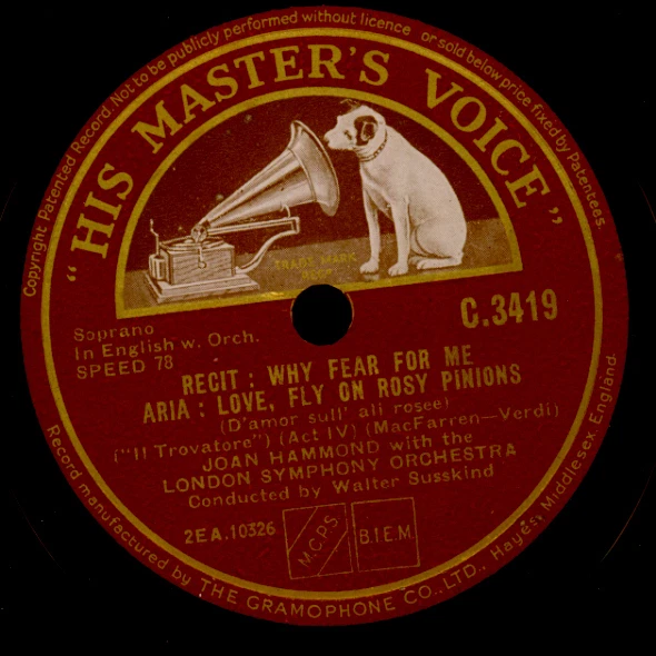 JOAN HAMMOND & L.S.O. & SUSSKIND "Il Trovatore" Why fear for me / Love..   G3375 - Bild 1 von 2
