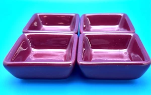Set of 4 Pampered Chef Dipping Dishes Bowls Red Square Ceramic Simple Additions - Picture 1 of 5