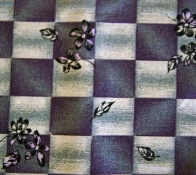 Less Than  1 Yard Gray & Gray Check w/ Flowers Poly-Cotton Fabric 28" X 44"  - Image 1 of 2