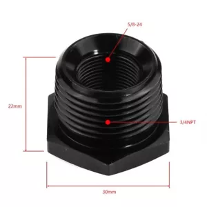 Car 5/8-24 to 3/4-16 Threaded Adapter Auto Oil Filter Aluminum Black Knurled NEW - Picture 1 of 4