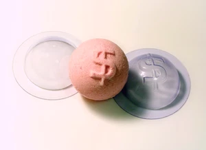 GELD BADEBOMBENFORM, Dollarzeichenform, Kunststoffform, einzigartige Kugelform - Bild 1 von 1