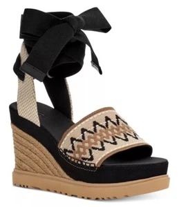 Nuevas sandalias Ugg Australia Abbot para mujer plataforma de cuña corbata al tobillo beige negro 8 - Imagen 1 de 13