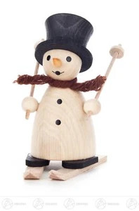 Weihnachtliche Miniatur Schneemann auf Ski natur BxHxT 4 cmx8 cmx3 cm NEU - Bild 1 von 1