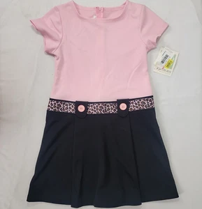 Bonnie Jean Girl's Dress NEW Short Sleeve Pink & Black Size 10 NWT NOS - Picture 1 of 6