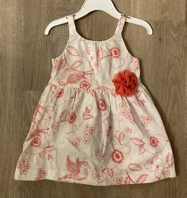 Vestido de verão Crazy 8 feminino tamanho 12-18 meses branco e rosa forrado floral doce - Imagem 1 de 4