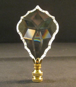 LAMP FINIAL-STUNNING 24% LEAD CRYSTAL LAMP FINIAL**BRASS BASE** (LARGE) - Picture 1 of 12