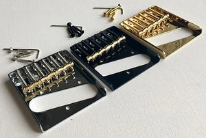 6 Messingsattel Vintage Tele Aschenbecher Brücke für Telecaster: Chrom, schwarz, gold - Bild 1 von 15