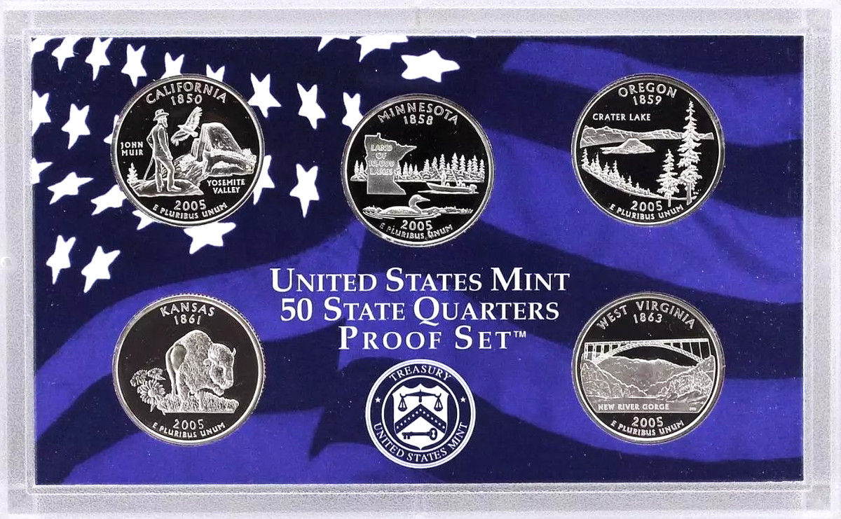コレクション US Quarters Proof Set 2005 2008-20012 U.S. Mint 2005 Proof Set US State Quarters (1999-2008) for