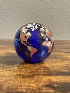 Planet Earth Is Blue: James LundbergStudios World Art Glass Signed Paperweight