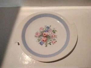 Porcelain? 11"  Floral Cake Plate / Platter With Handles Unmarked Vintage - Picture 1 of 7