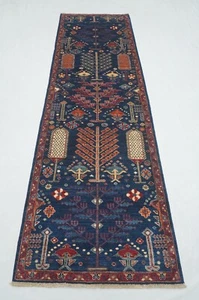 3 x 10 ft Navy Blue Bakhshaish Tree of Life Afghan Hand knotted Runner Rug - Picture 1 of 14