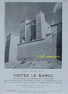PUBLICITE MAROC CHEMIN DE FER LA CASBAH D'OUNILA TOURISME DE 1937 FRENCH AD PUB - Imagen 1 de 1