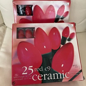 2 Boxes 50 Ceramic C9 Red Christmas Lights NEW - Picture 1 of 3