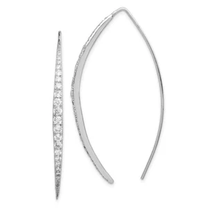 Sterling Silver Cubic Zirconia Threader Earrings Holiday Gift for Mother - Picture 1 of 4