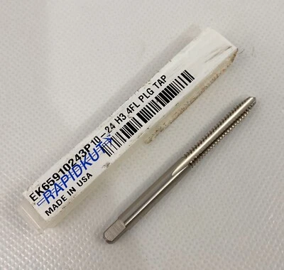 ☀️Rapidkut #10-24 NC HSS Bottoming Plug Tap, 4 Flute H3, Made in the USA - Image 1 of 4