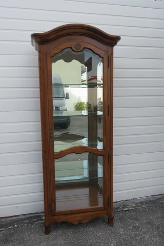 French Cherry Tall Narrow China Display Cabinet Cupboard by Ethan Allen 2664 Cover
