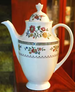 Vtg ROYAL DOULTON KINGSWOOD Footed Coffee Pot W Lid England 10.25" 5 Cup FLORAL - Picture 1 of 24