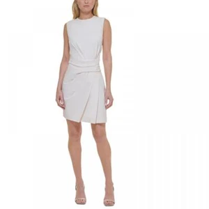 New $129 Calvin Klein  Women's Short Sleeveless Round Neck Sheath Dress A6069 - Picture 1 of 30