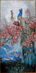 Mosaik Wandbild Pfau Mosaikfliesen Handarbeit Marmormosaikfliese - Bild 1 von 1