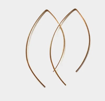 Серьги из желтого золота 14 карат. V-образные обручи для фристайла. Высококачественная/ручная работа - Изображение 1 из 4