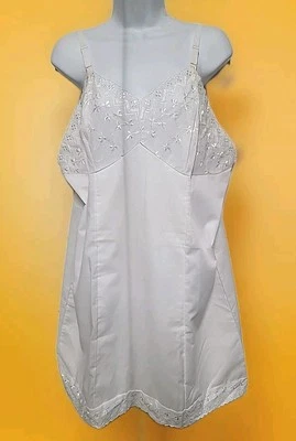 Vestido Completo Slipperfection Panel Sombra Deslizable Blanco Mezcla ALGODÓN Raro PLUS Talla 44 Foto 1 de 4