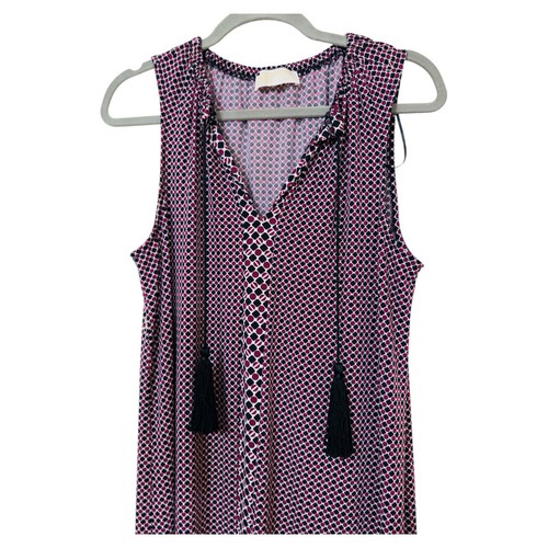 Abito estivo Michael Kors donna medio prugna nero geometrico senza maniche nappe