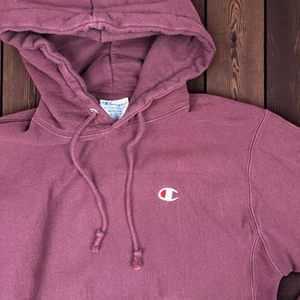 Sudadera con Capucha Pullover Vintage Champion Tejido Inverso Talla Mediana Borgoña - Imagen 1 de 7