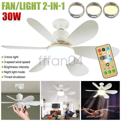 Modern Ceiling Fan With LED Light Remote Control Lighting E27 Bedroom Livingroom - Image 1 of 4