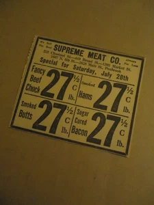 Supreme Meat Co HARRISBURG PA 1928 Zeitungsanzeige - Bild 1 von 1