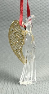 GORHAM Crystal Glass Nativity Praying Angel Gold Figurine Christmas Ornament - Picture 1 of 10