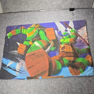 Vtg Teenage Mutant Ninja Turtles Pillow Case Blue Standard Pillowcase TMNT - Picture 1 of 6