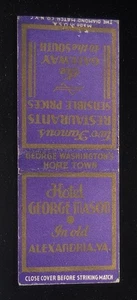 1930er Hotel George Mason zwei berühmte Restaurants Heimatstadt Alexandria VA Fairfax - Bild 1 von 2