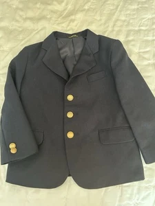 Boys Navy Blue Claiborne Blazer Sports Coat sz 6 Reg Regular brass buttons wool - Picture 1 of 3
