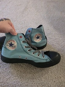 Converse Women's 90s Vibes Teal Zebra Print Hi-Top Shoes Size 8 Redline Rare - Picture 1 of 14