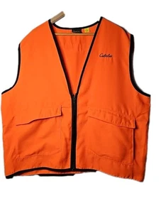 Cabela's Hunting Vest Blaze Orange Pockets Zip Front Safety Outdoor Mens - Picture 1 of 6